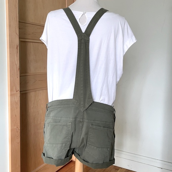 NWT Miss America Khaki Green Pocket Front Overalls Shorts Romper, Size XL - Picture 7 of 14